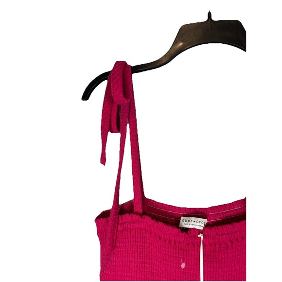 NWT! Paper Crane Spaghetti Strap Smocked Bust Tiered pink med boho - Picture 4 of 9